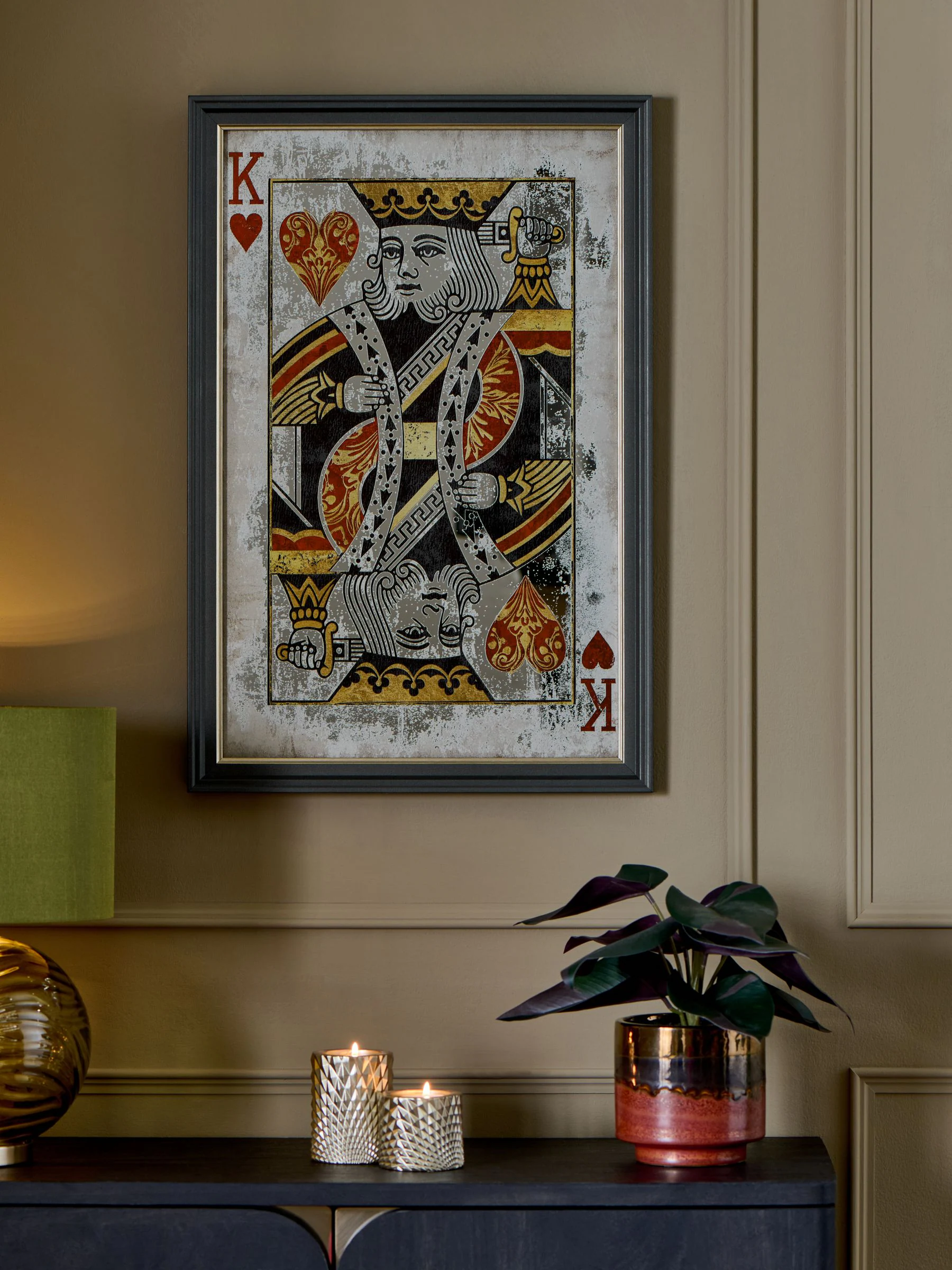 Antiqued Queen Of Hearts Mirror Wall Art