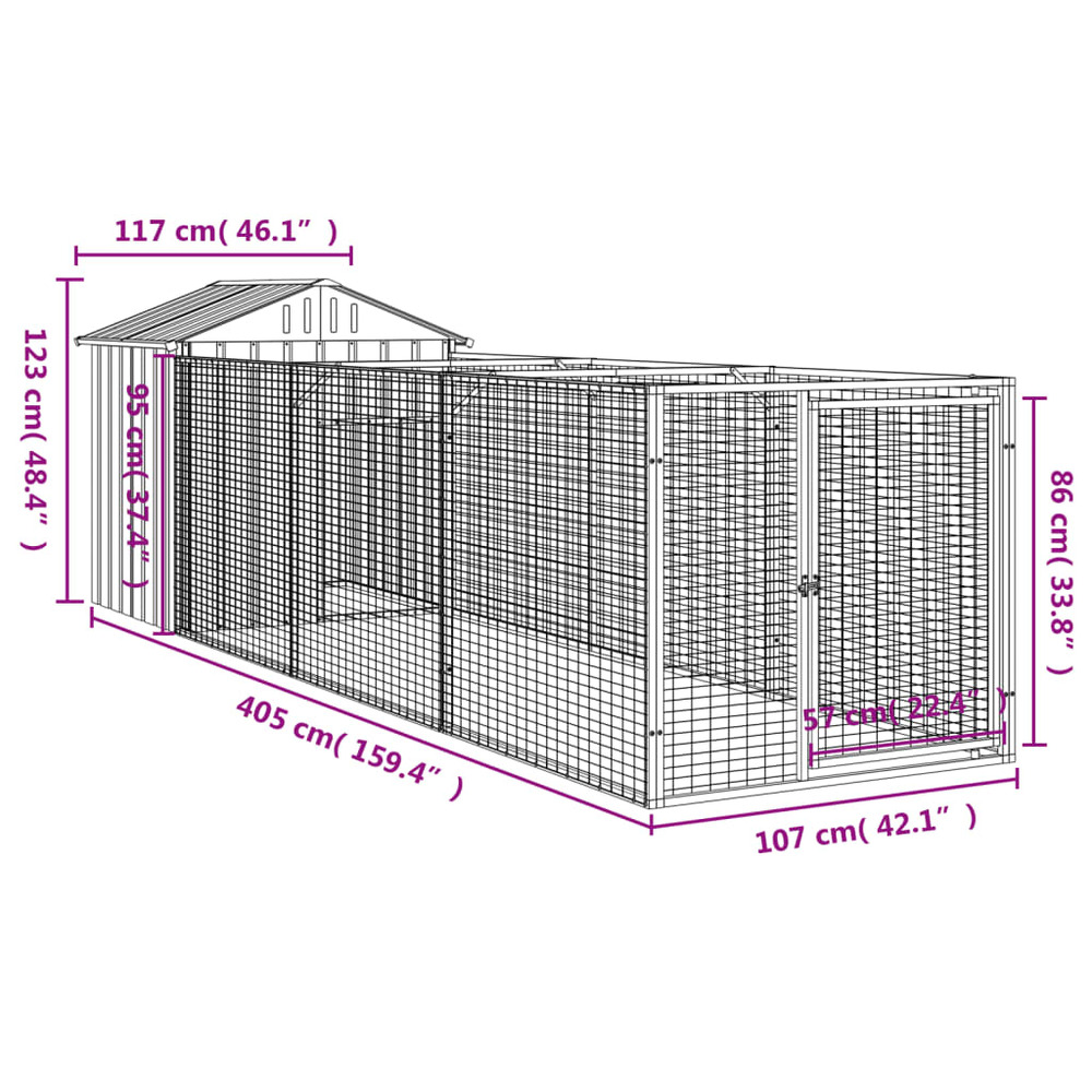 Niche pour chien avec toit gris clair 117x405x123 cm