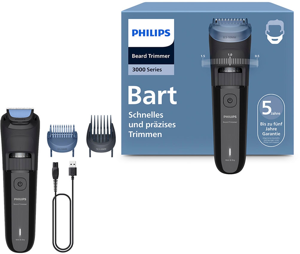 Philips Bartschneider »Serie 3000 BT3620/15« 2 Aufsätze mit 40 einstellbaren Schnittlängen, inkl. Reinigungsbürste