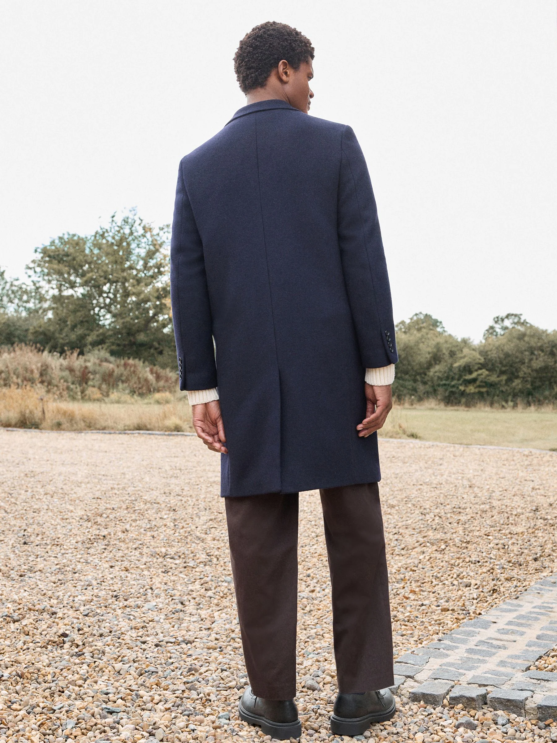 Donkerblauw - Signature soft touch wolrijke Epsom-jas