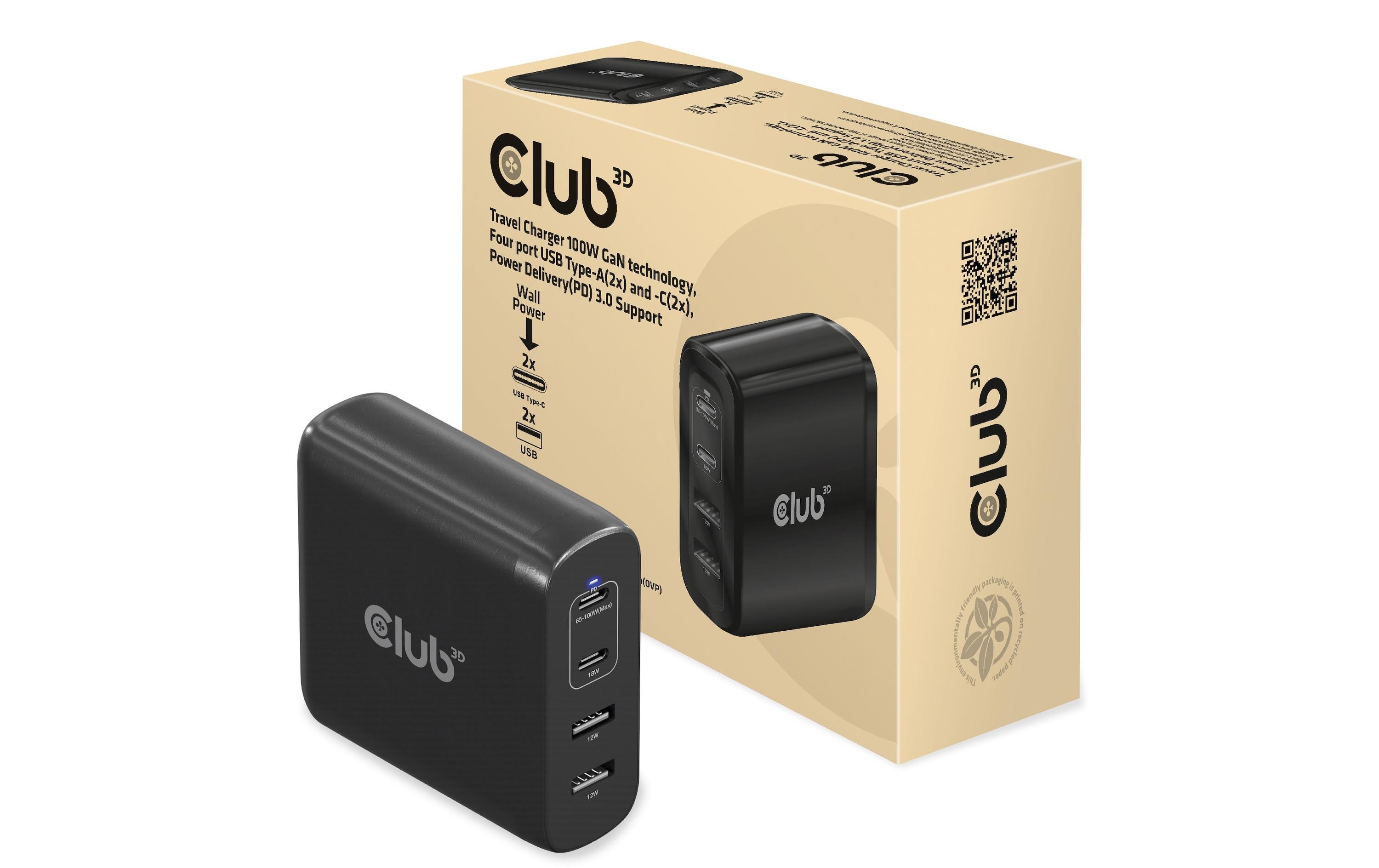 USB-Wandladegerät 100 W GaN-TechnologieKompakter USB-Ladeadapter mit PowerDelivery und GaN-Technologie