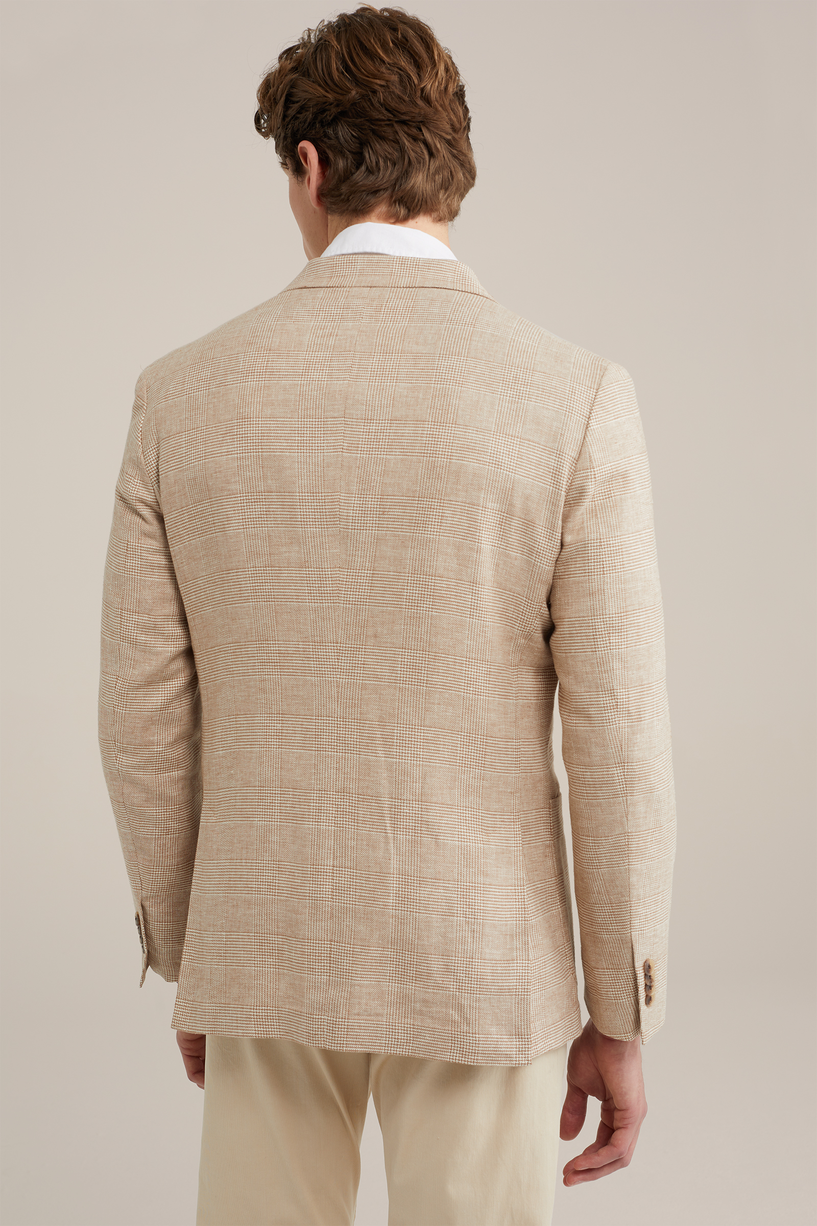 slim fit blazer met dessin WE Fashion Beige