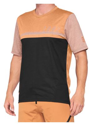 Maillot Manches Courtes 100% Airmatic Jersey Caramel / Noir