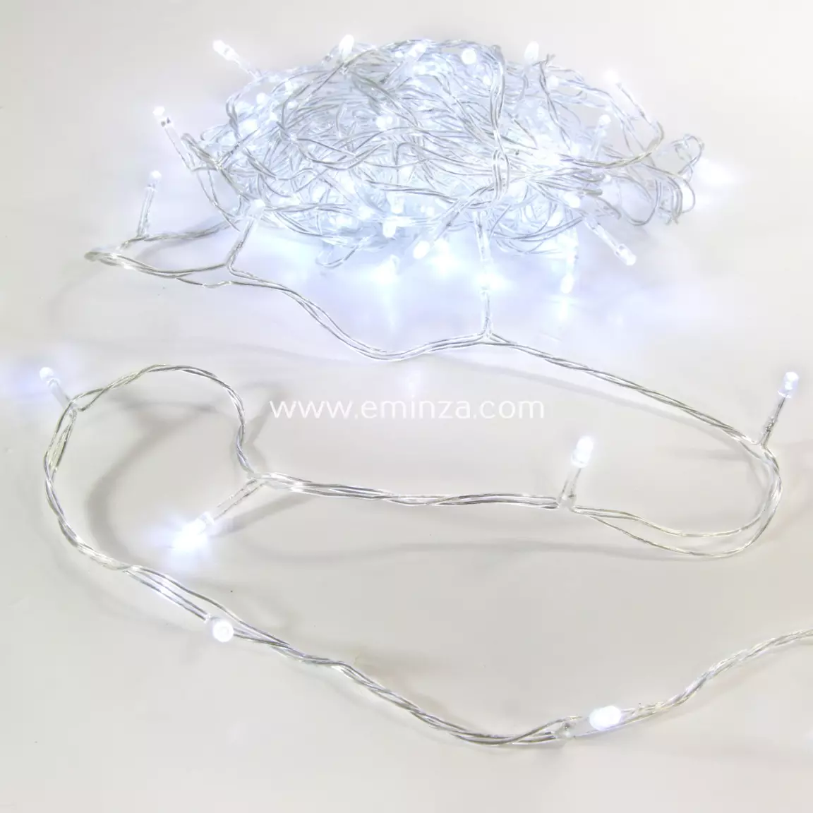 Guirlande lumineuse 10 m 100 LED câble transparent Timer Blanc froid