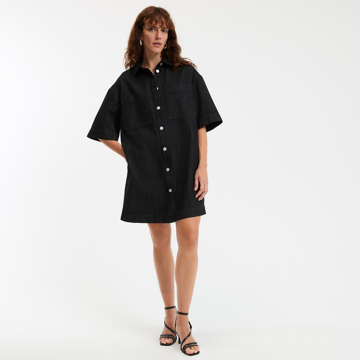COLEÇÕES LA REDOUTE<br>Losvallende korte jurk em denim, Signature SARA