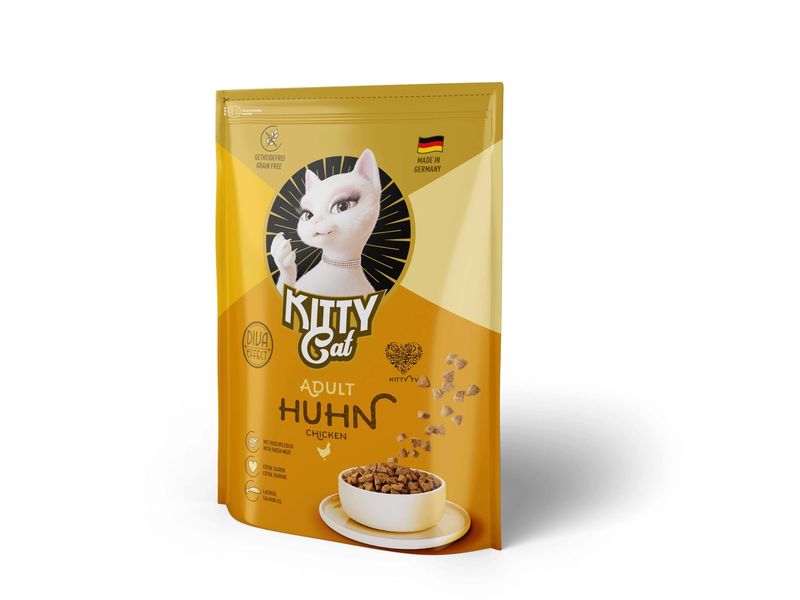 KITTY Cat Trockenfutter Huhn Adult 800 g Hochwertiges, getreidefreies Trockenfutter für ausgewachsene Katzen mit hohem Fleischanteil und Omega-3-Fettsäuren