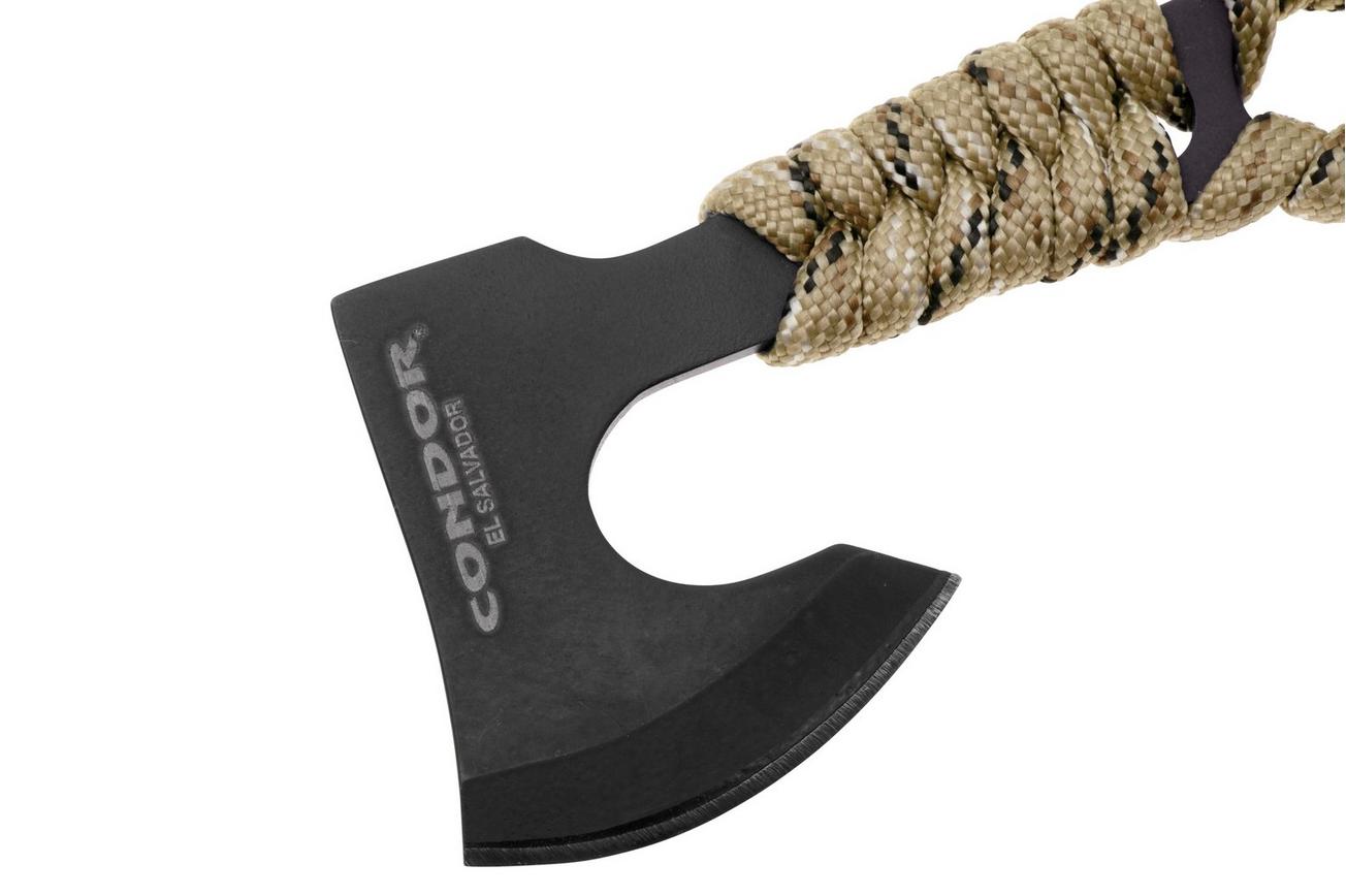 Condor Carlitos Neck Hachet CTK819-29-HC, Desert Camo Paracord, Black Kydex, EDC bijl
