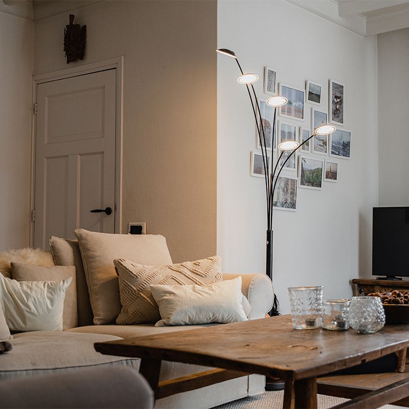 Design vloerlamp zwart incl. LED 5-lichts dimbaar - Sixties Trento