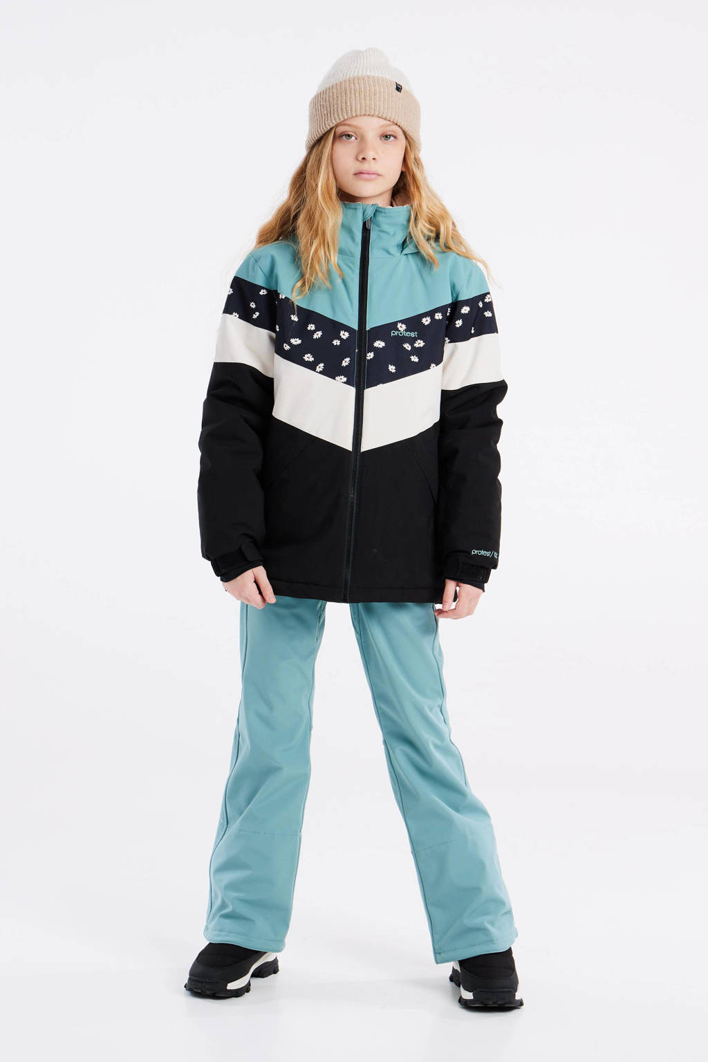 Protest ski-jack PRTFUGY JR groen/zwart/roze