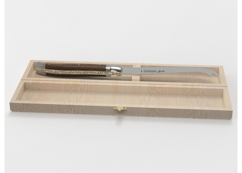 Couteau à fromage Laguiole avec un manche en bois de noyer et mitres en acier inoxydable