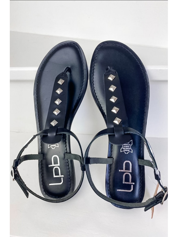 Tongs Cuir Bisma Noires  - Les Petites Bombes
