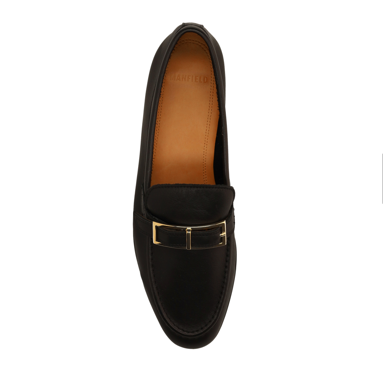 Zwarte leren loafers met goudkleurig detail