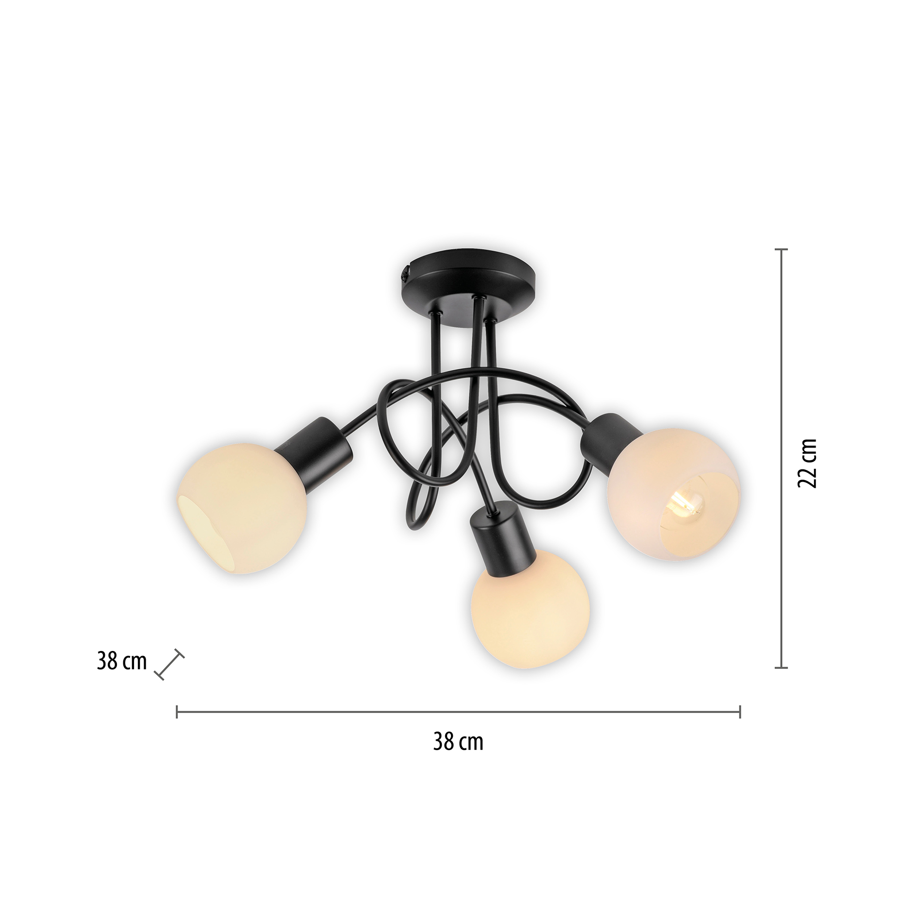 LED-Deckenleuchte - schwarz - 3-flammig