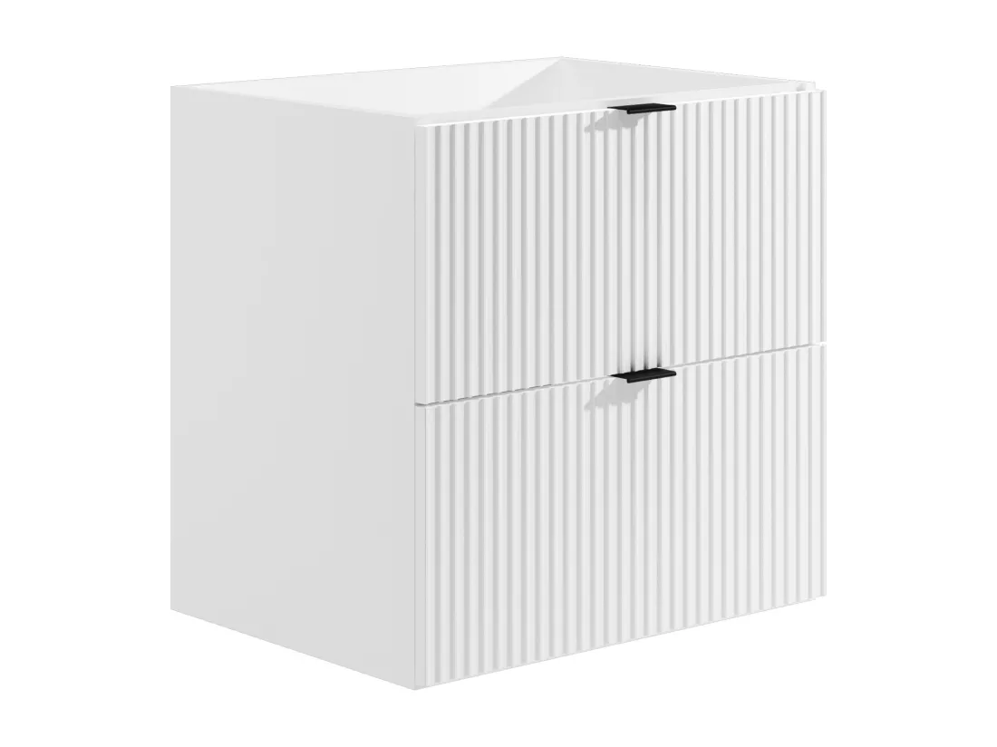 Meuble sous vasque suspendu strié - Blanc mat - 60 cm - ZEVINI