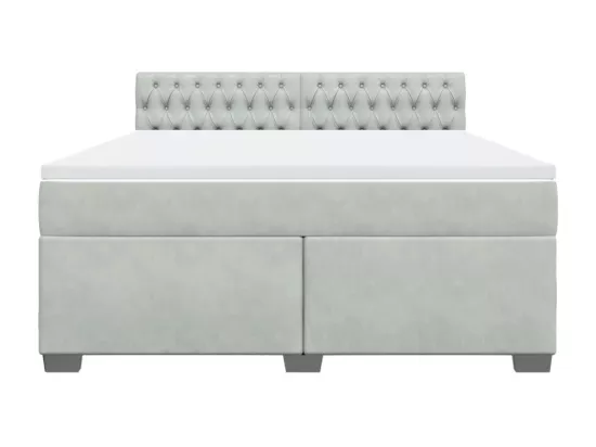 Sommier à lattes de lit et matelas Gris clair 180x200cm Velours