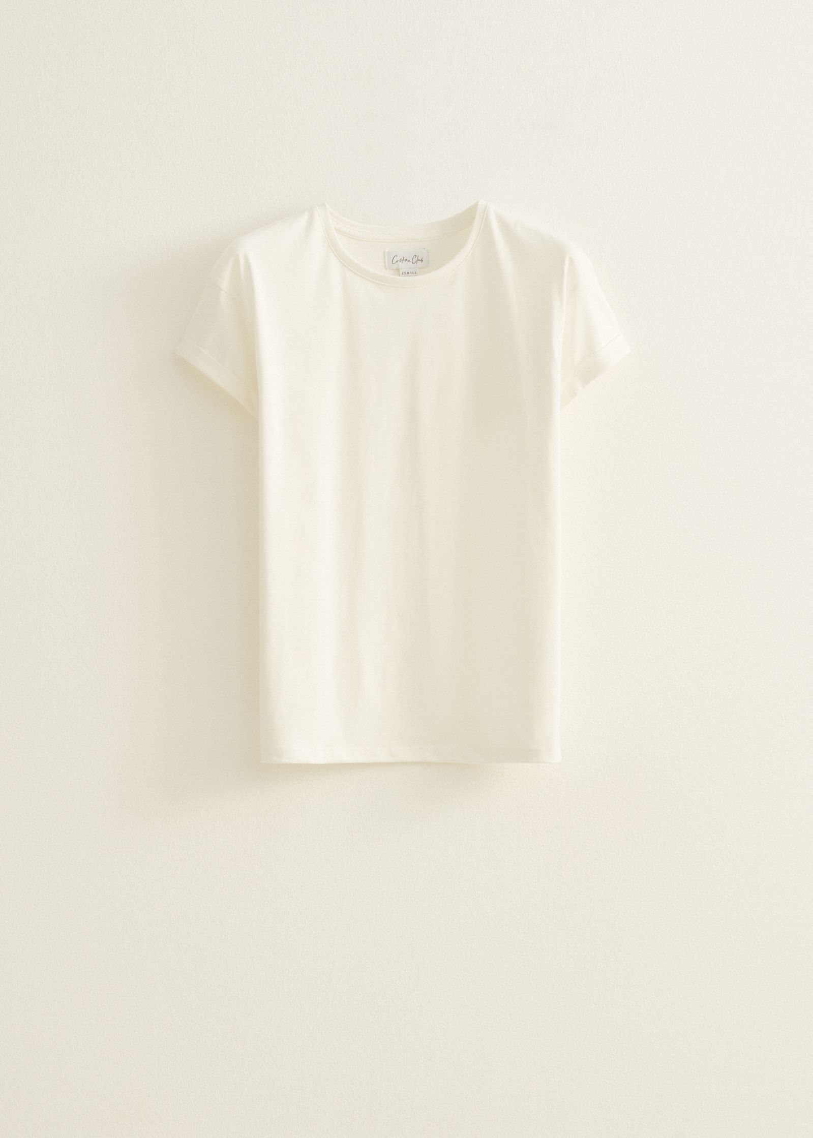 Basic T-shirt met opgerolde mouw