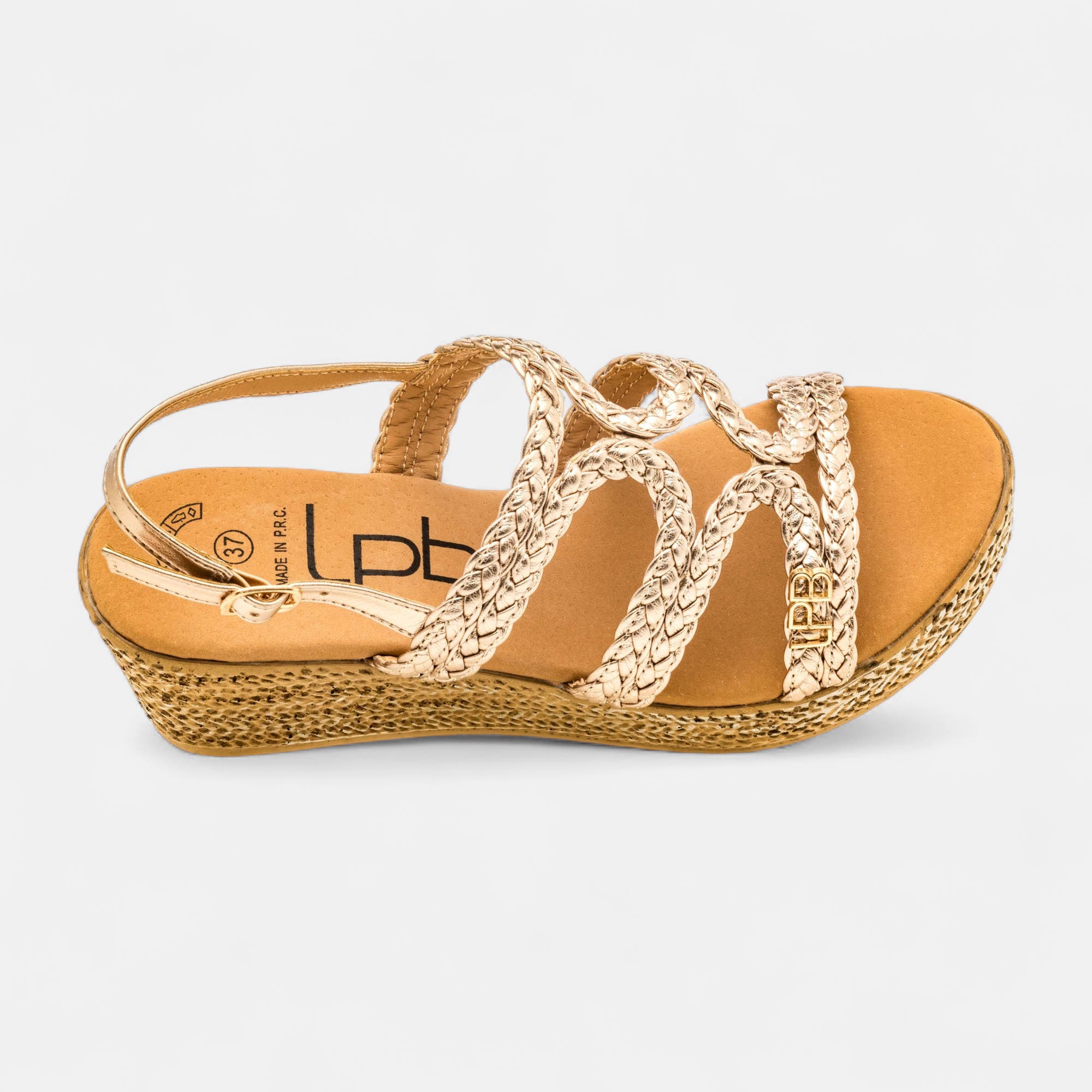 Nu-pieds à talon compensé Femme or