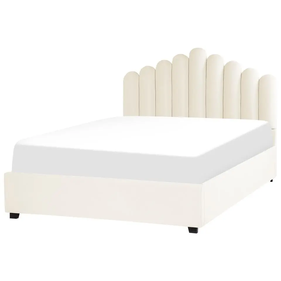 VINCENNES - Bed met opbergruimte - Wit - 160 x 200 cm - Fluweel