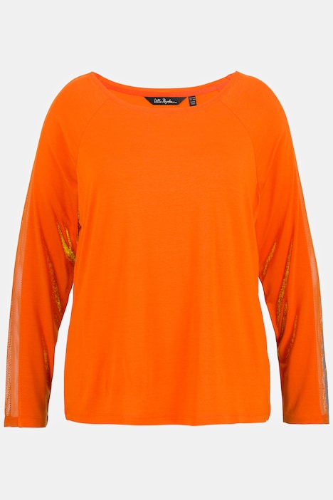 Shirt, Reflektor-Druck, U-Boot-Ausschnitt, Langarm