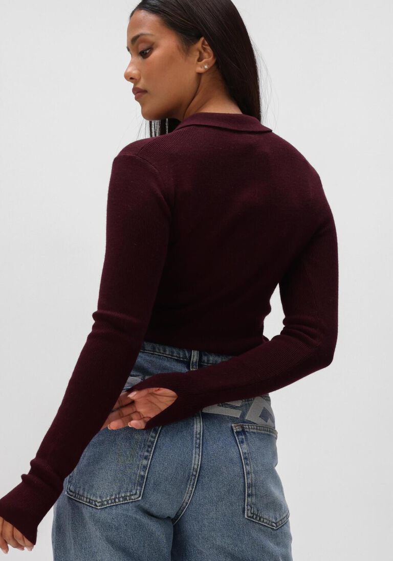 rode ganni truien/vesten mini ribbed merino polo