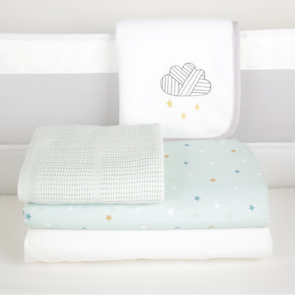 CuddleCo Spring Skies 4-teiliges Babybettwäsche-Set