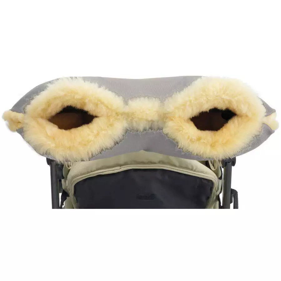 Hofbrucker LammfellhandWärmer für Kinderwagen Lammfell Handmuff Hergestellt in Deutschland Silbergrau