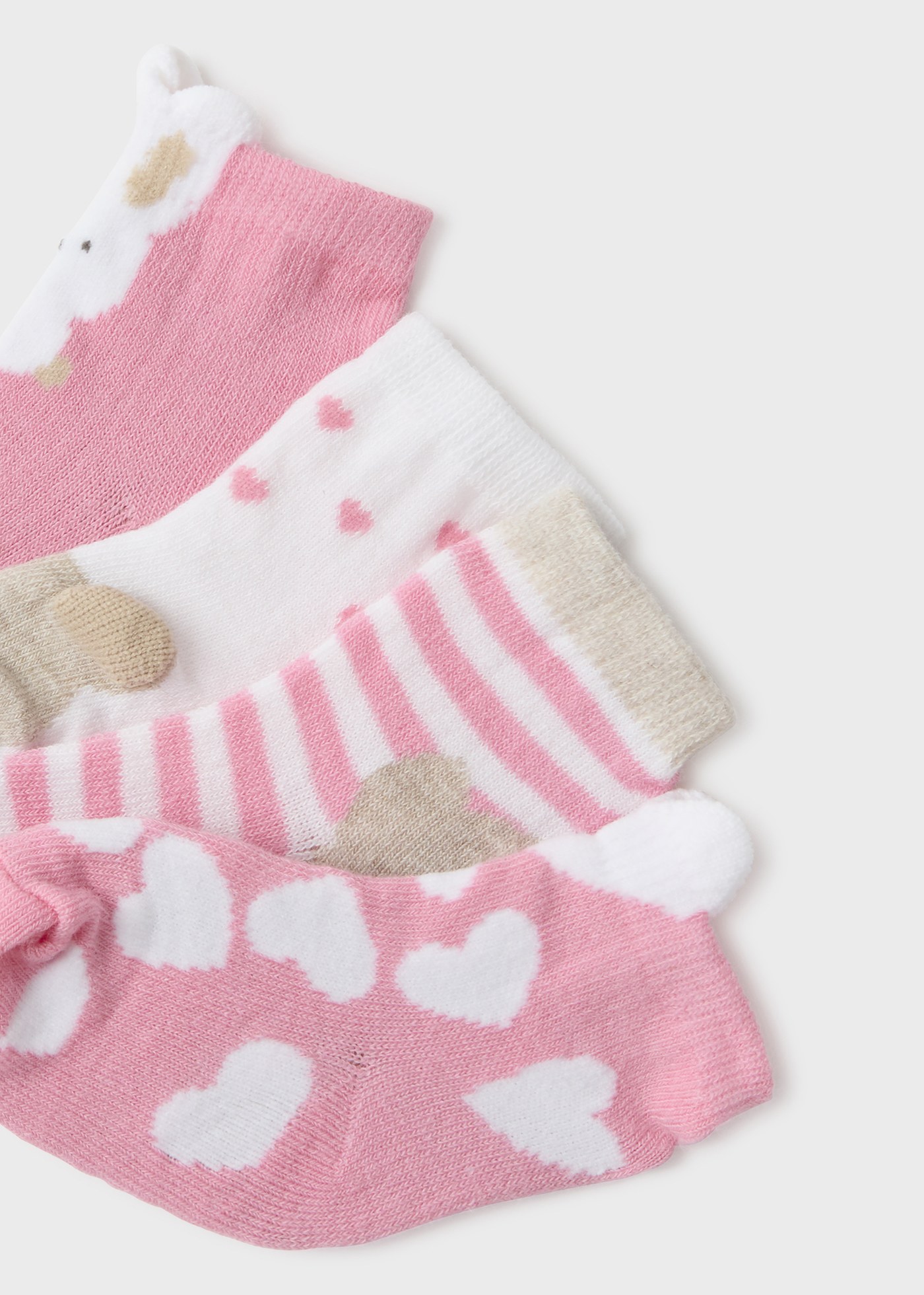 Conjunto de 4 meias para recém-nascidos em mistura de linho e algodão orgânico.