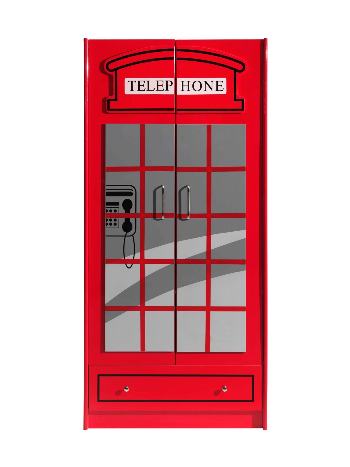 Drehtürenschrank LONDON - rot - 90 cm breit