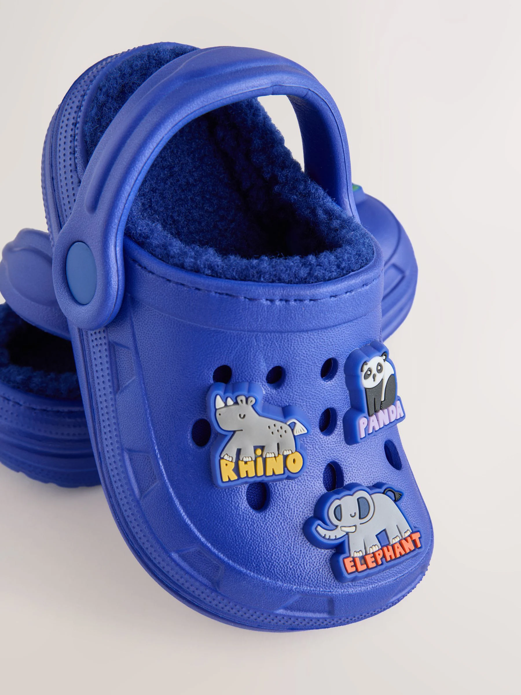 Blauw met dierenprint - Warme gevoerde pantoffelklompen
