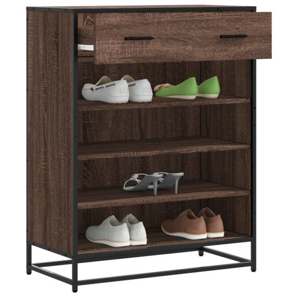 vidaXL Sapateira 75x38x97,5 cm Derivados Madeira/metal Carvalho Castanho - 3984432111