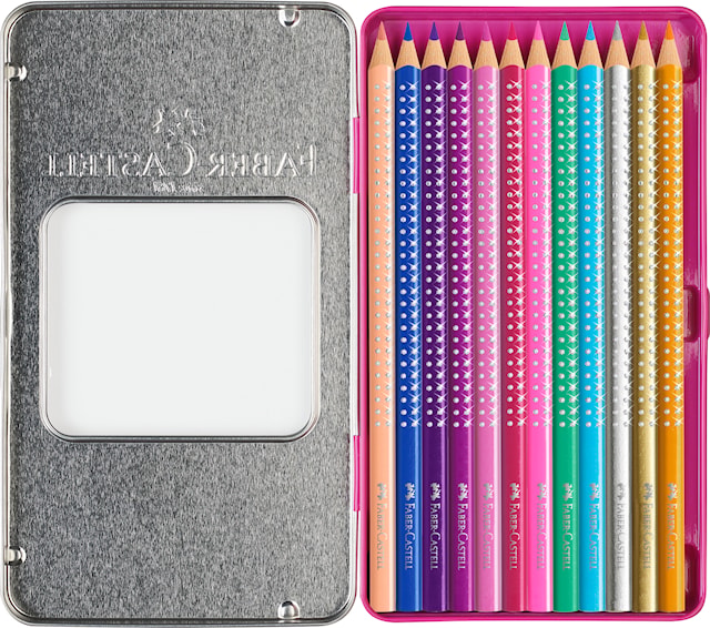 Fargeblyanter Sparkle i metallboks 12 stk FSC Faber-Castell