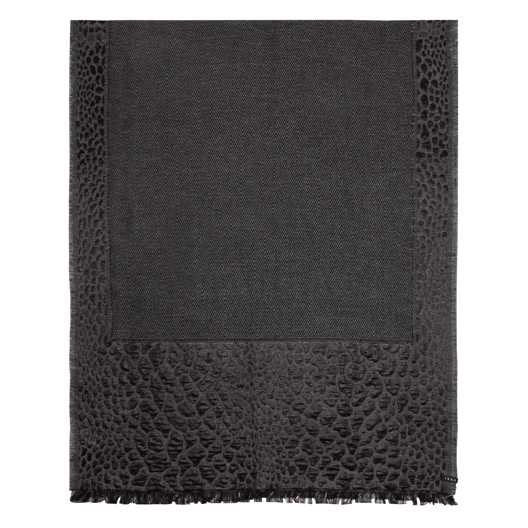 Echarpe en coton et laine mélangée imprimée | Gris