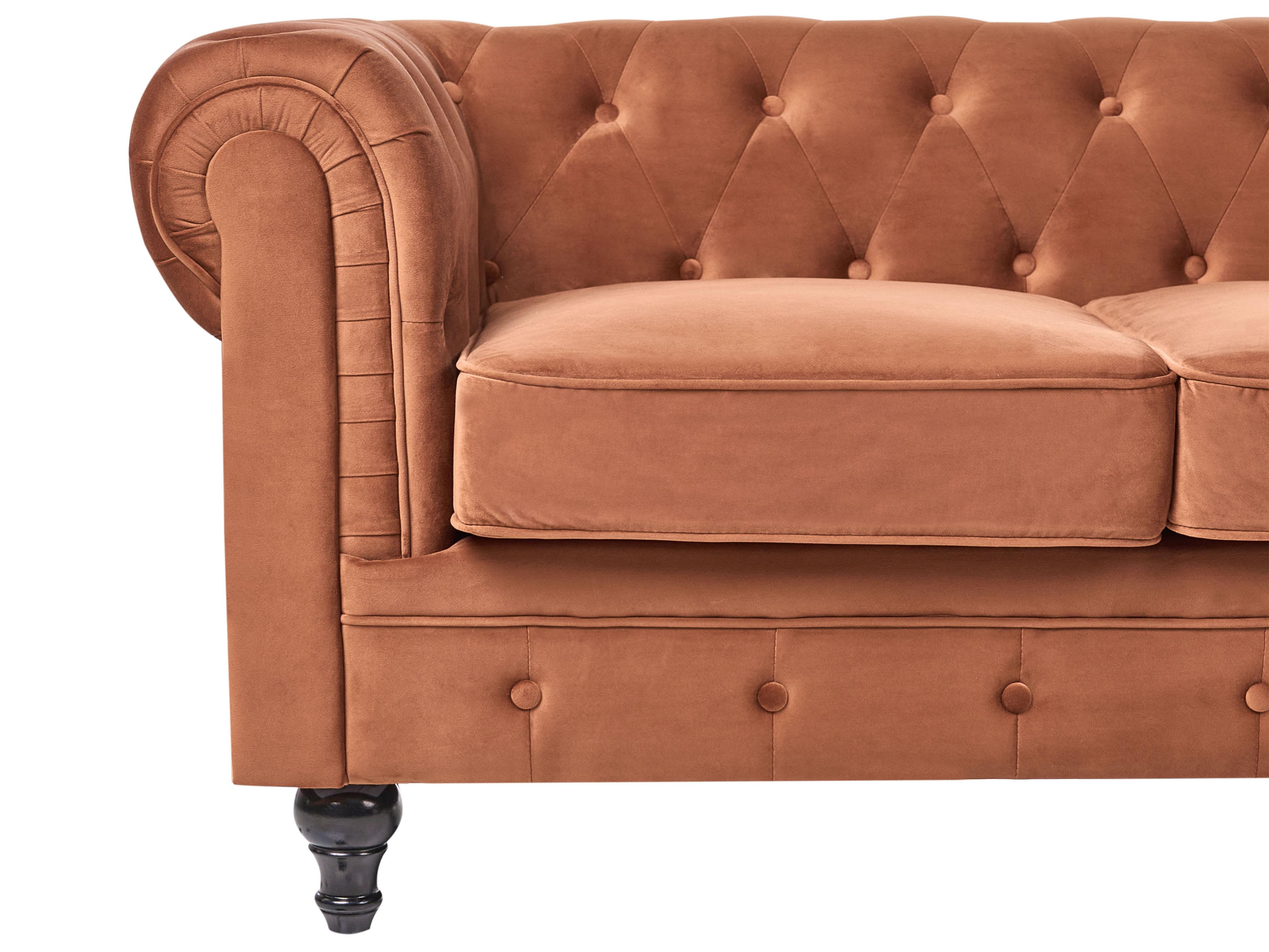 Bank 3-zits CHESTERFIELD Fluweel Goudbruin