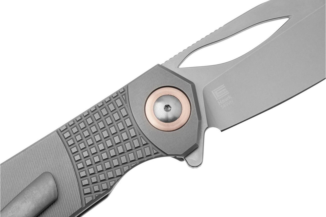 Kizer Hawk Ki4683A2, Stonewashed S45VN, Titanium zakmes, Carlos Elstner design