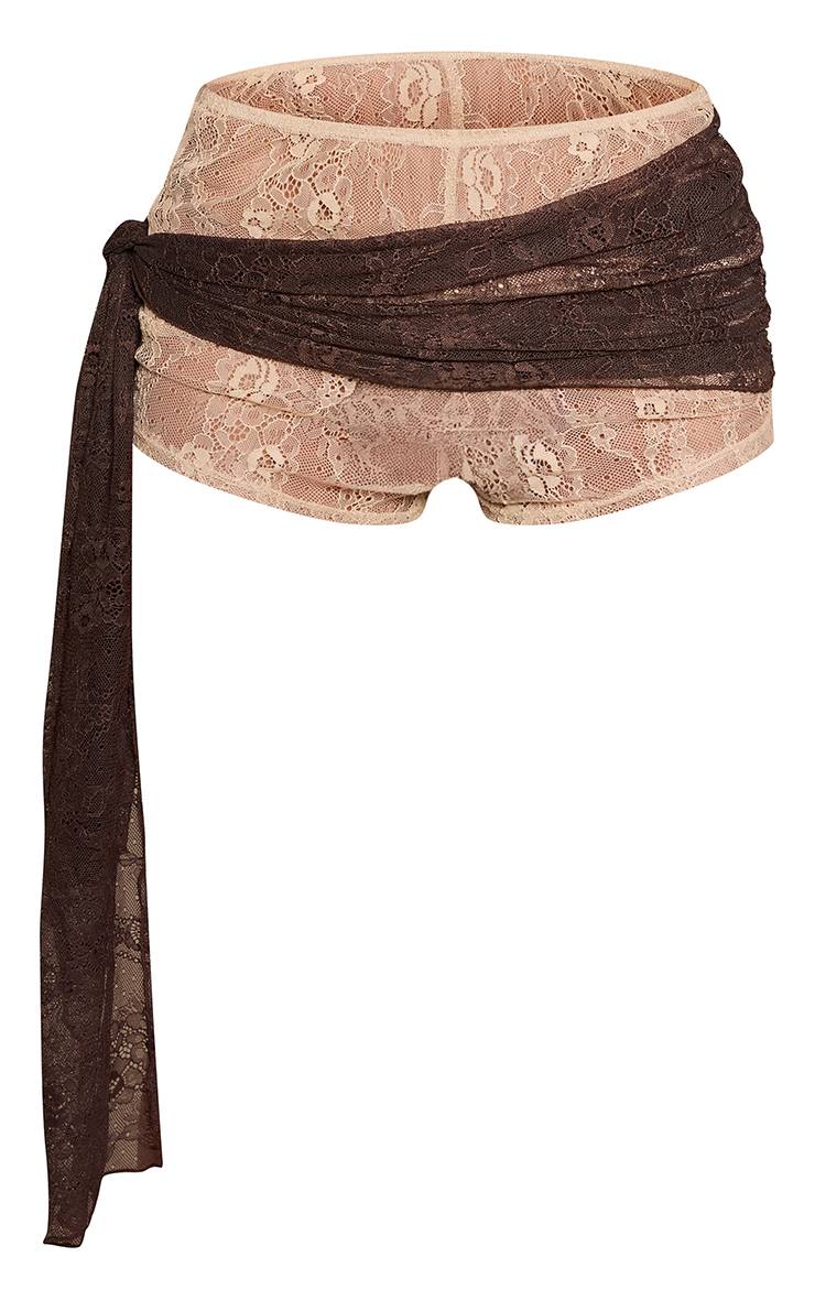 Nude Ensemble Coordonné Hotpant À Détail Cache-cœur En Dentelle