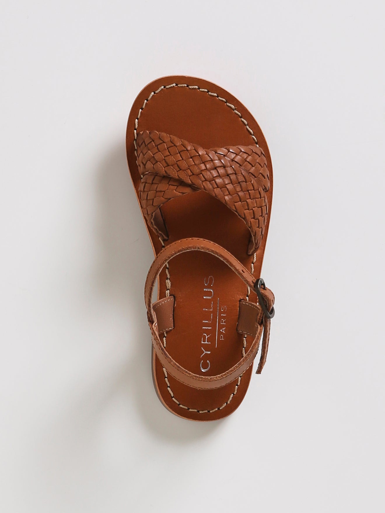 Sandale tressée Fille en cuir