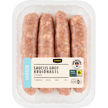 Jumbo Saucijs Grof Kruidnagel Varken 4 Stuks