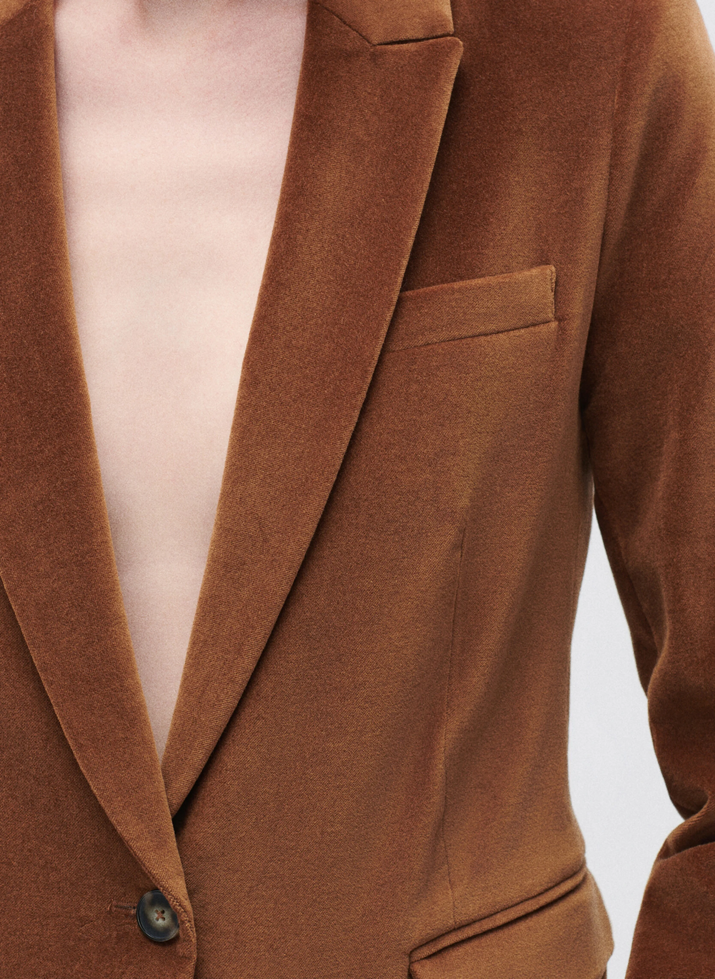 AURORAB - Veste de tailleur en coton aspect velours | Marron
