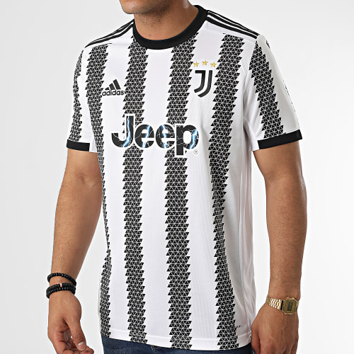 Maillot De Foot A Bandes Juventus H38907 Blanc Noir