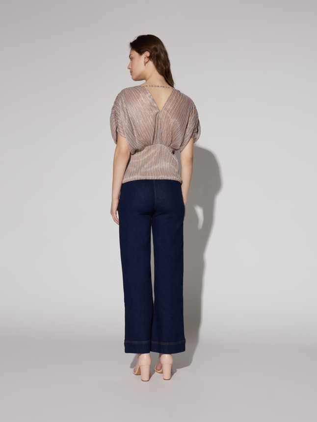 Top lurex rayé rose