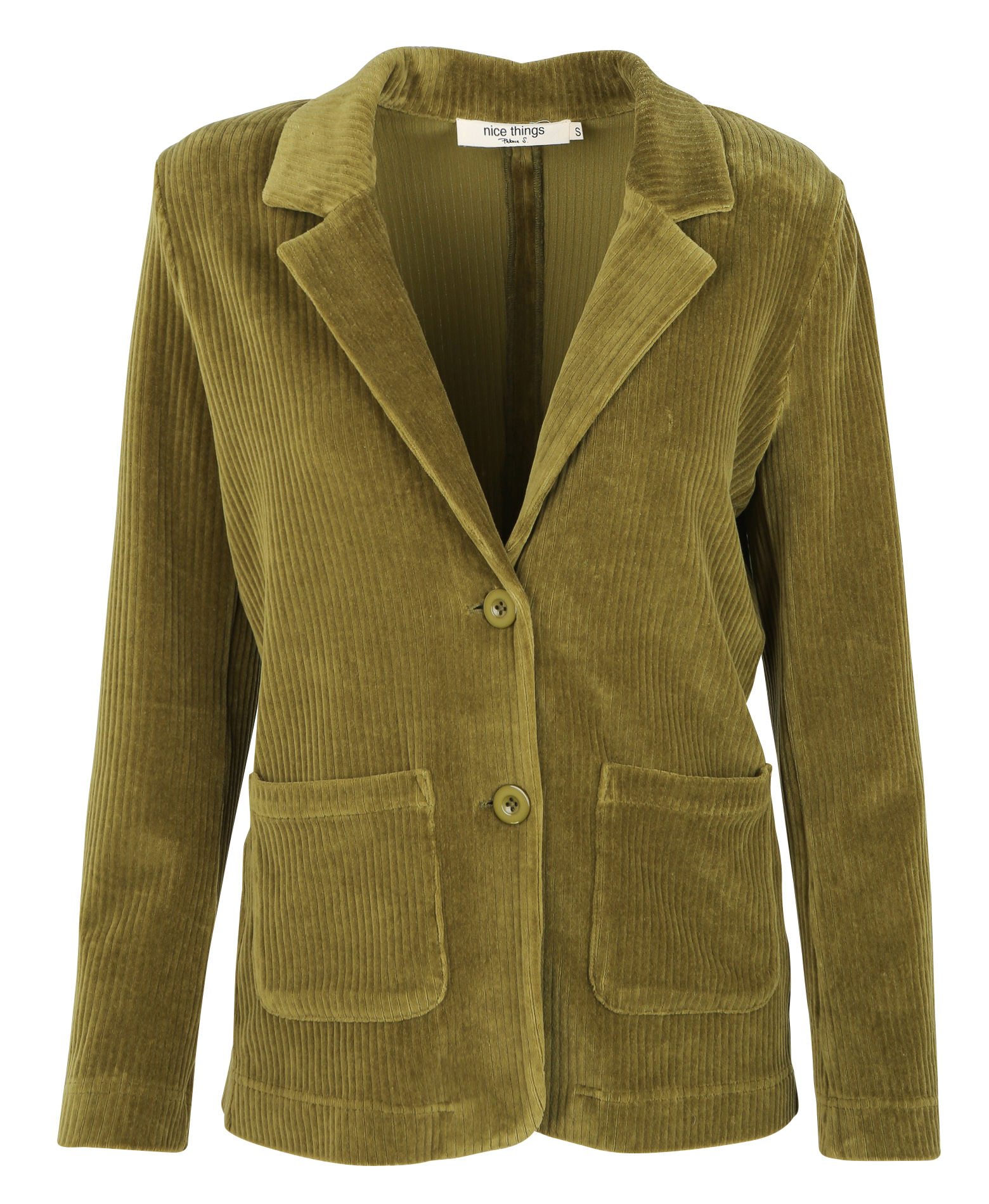 BLazer col tailleur en coton mélangé | Kaki