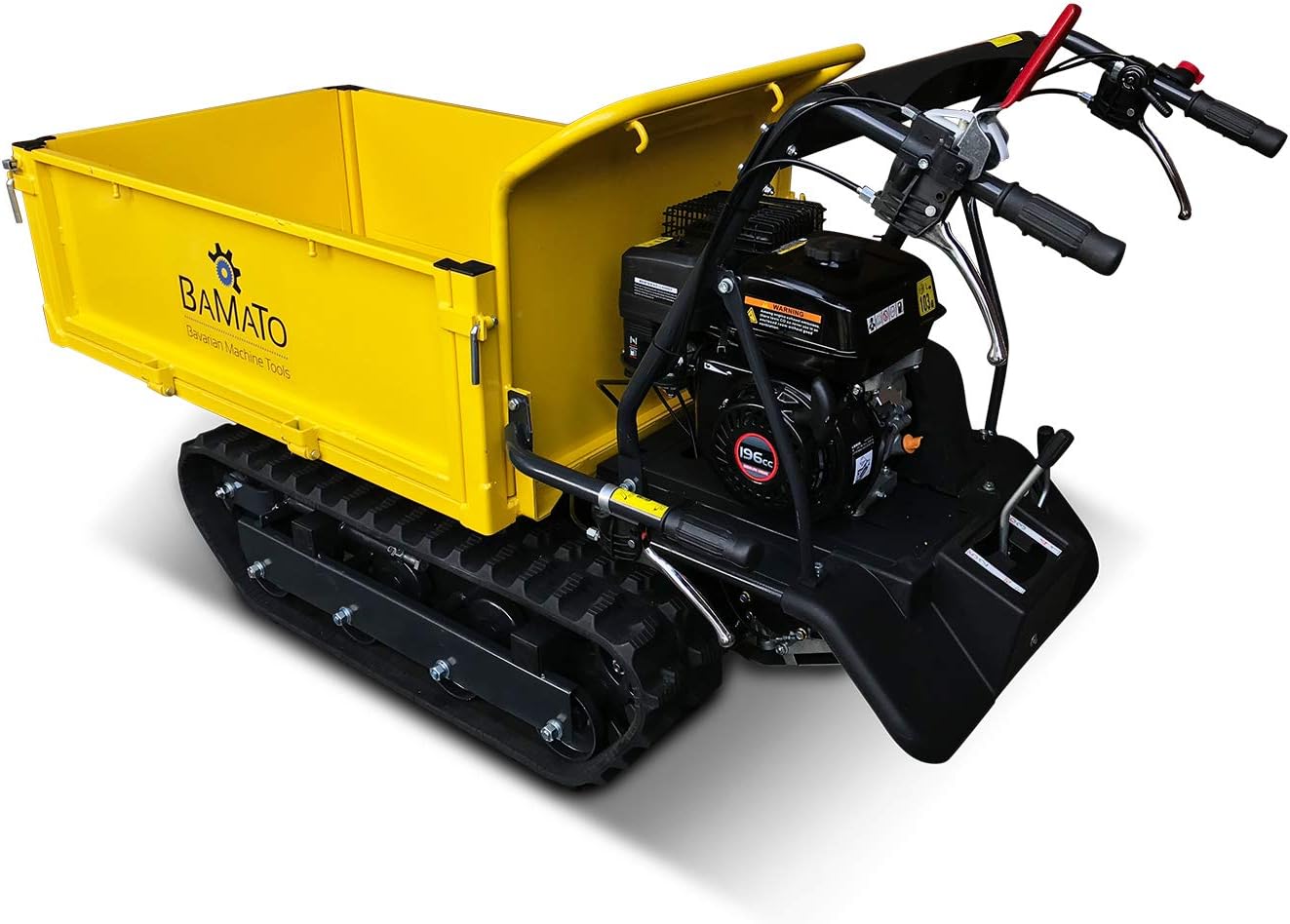 BAMATO Mini-Raupendumper MTR-500 / Gelb, Zuladung: bis 500 kg, kraftvoller 6,5 PS Motor, 6 Vorwärts- und 2 Rückwärtsgänge