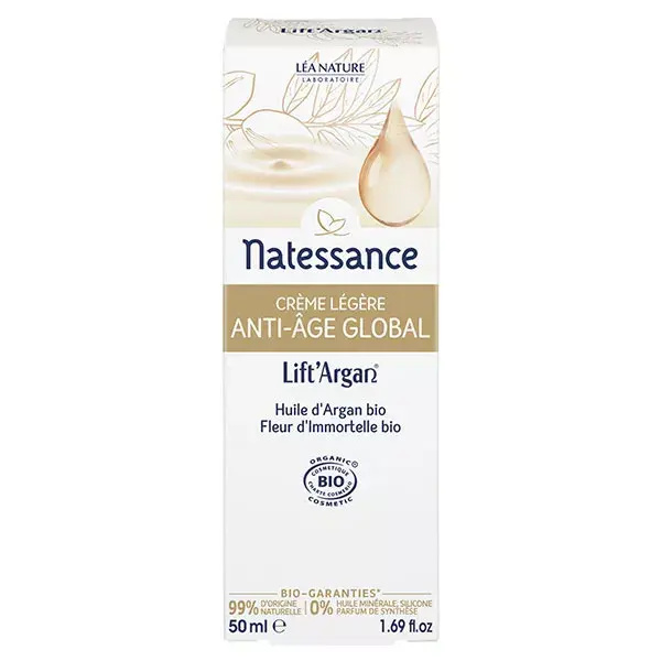 Creme anti-idade orgânico global Natessance Lift'Argan Light 50ml