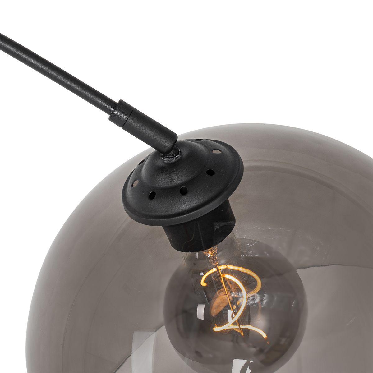 Smart booglamp zwart met smoke glas incl. Wifi G95- Arc