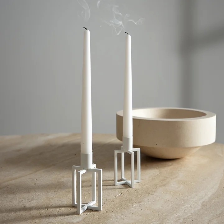 HANA - OneFlame Kerzenständer H 11,3 x Ø 7 cm, weiss (2er-Set)