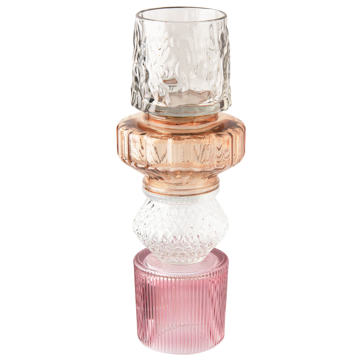 My Home Großer Kerzenhalter mit verschiedenen Formen transparent / rosa
