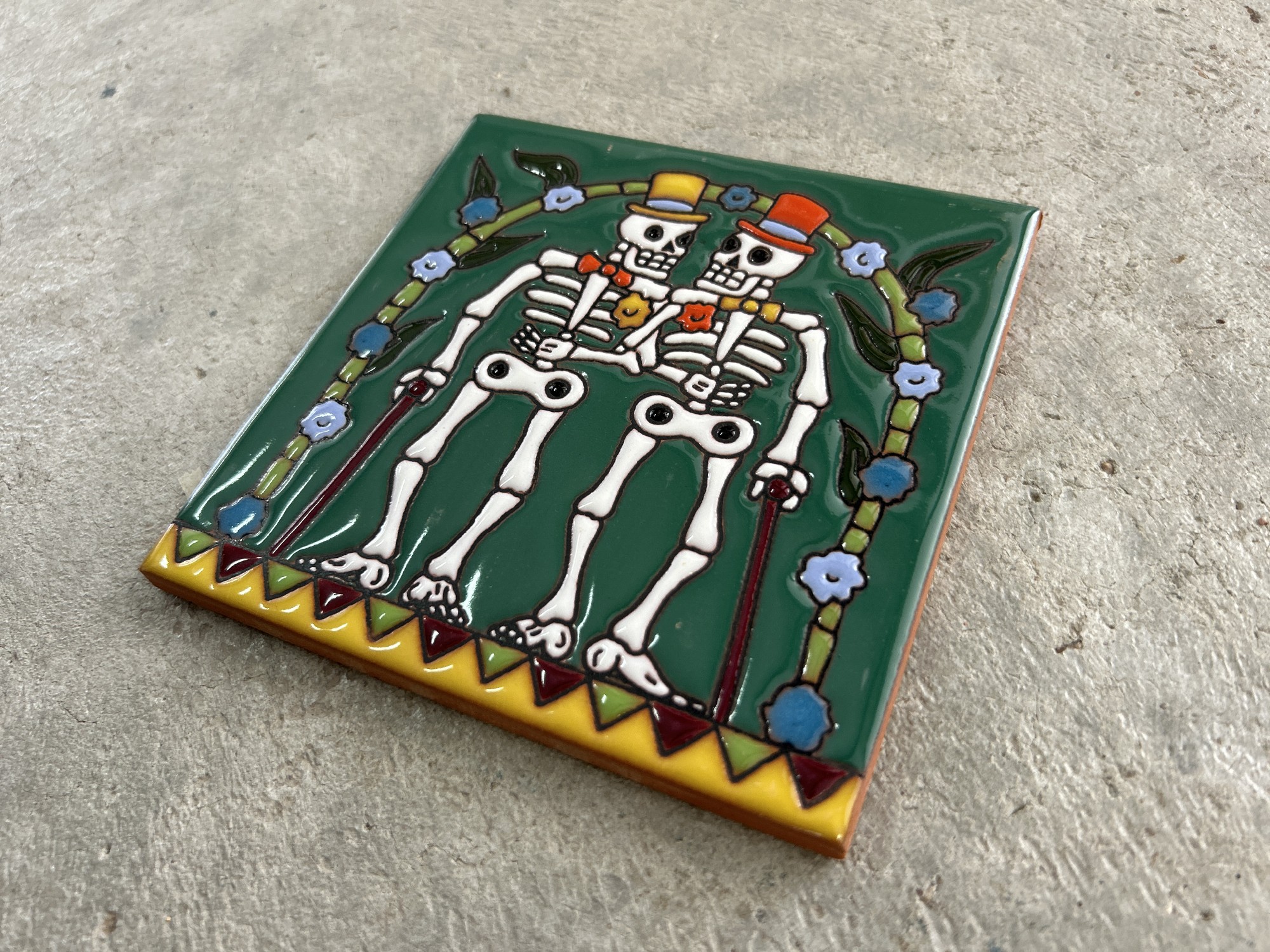 Reliefkachel 'Friends', multicolor, H 15 cm, B 15 cm von fischer's lagerhaus