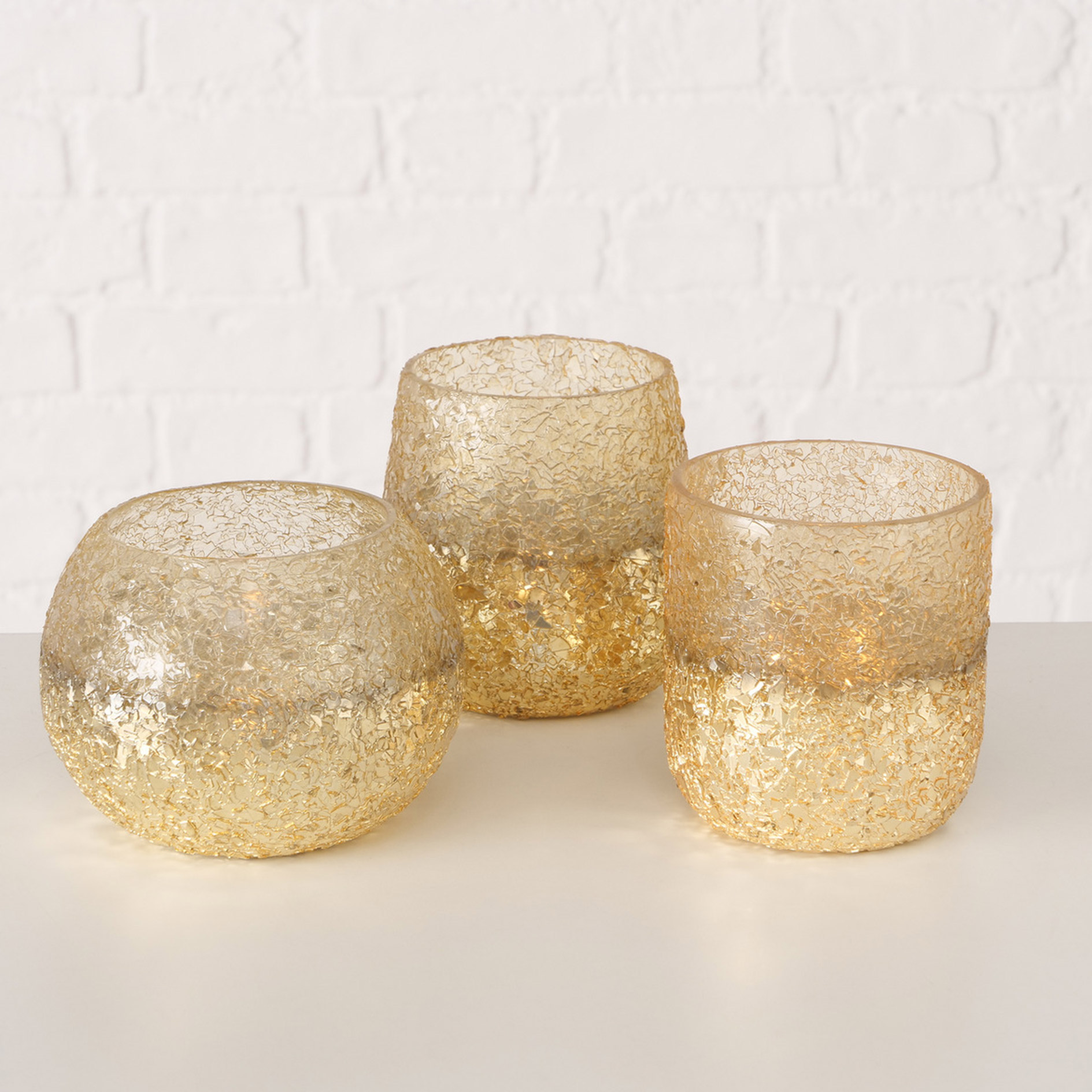 Windlicht - gold - sortiert - Glas