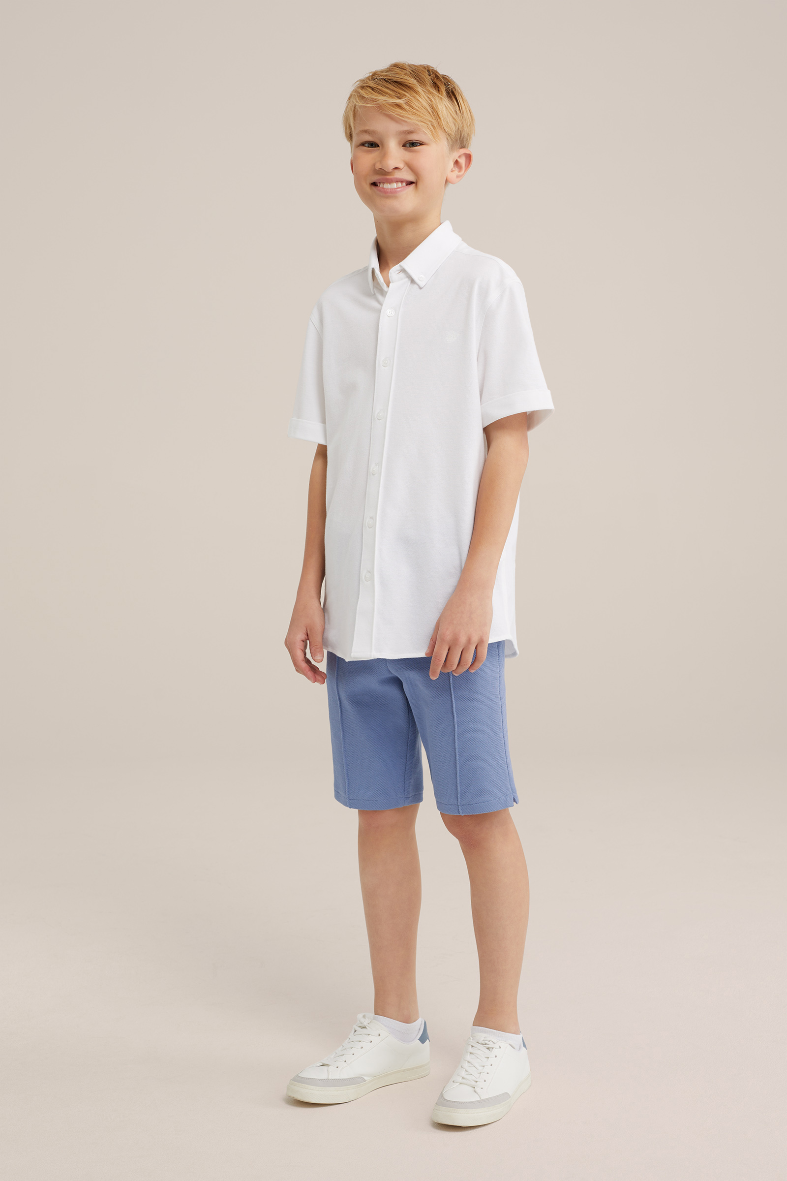 Jongens short met structuur WE Fashion Lichtblauw