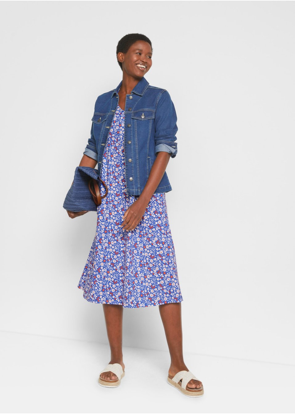 Robe en jersey coton, longueur midi
